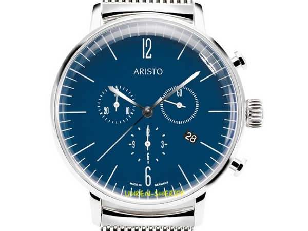 Aristo Bauhaus Chron 4H153M blaues Zifferblatt